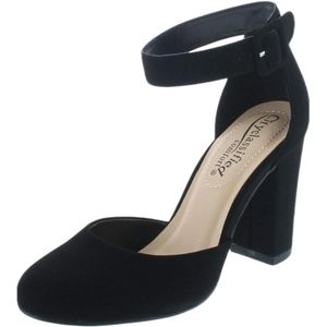 Classic Black Ankle Strap Block Heels